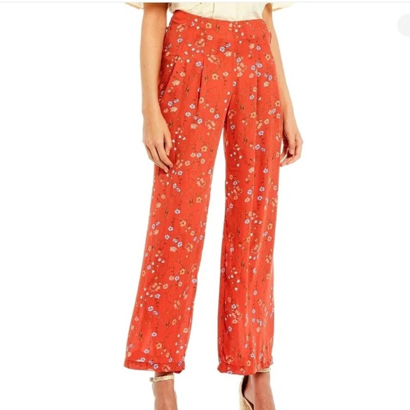 NWT C & V (Chelsea & Violet) Women’s High Rise Floral Wide Leg Pants Sz L - Picture 1 of 9
